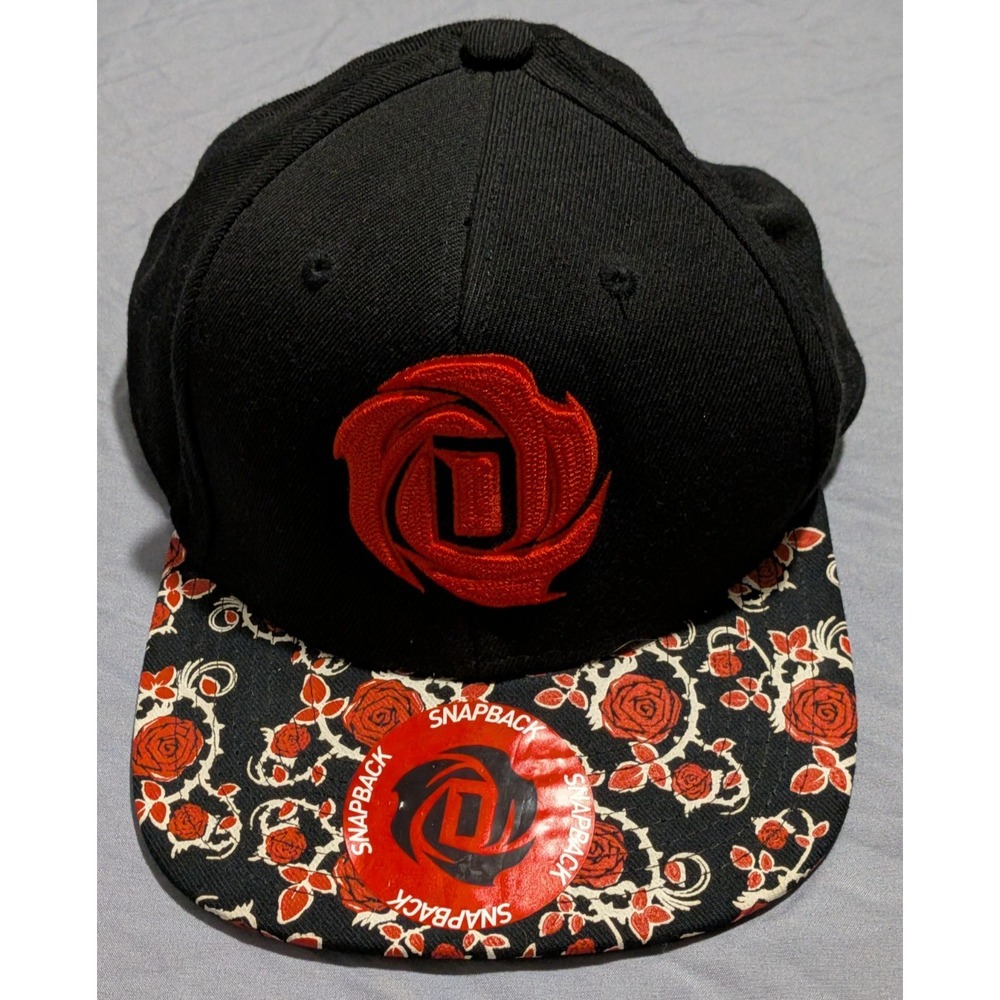 Adidas D Rose Derrick Rose Snapback Hat Black Red Floral One Size 5.0 Cap